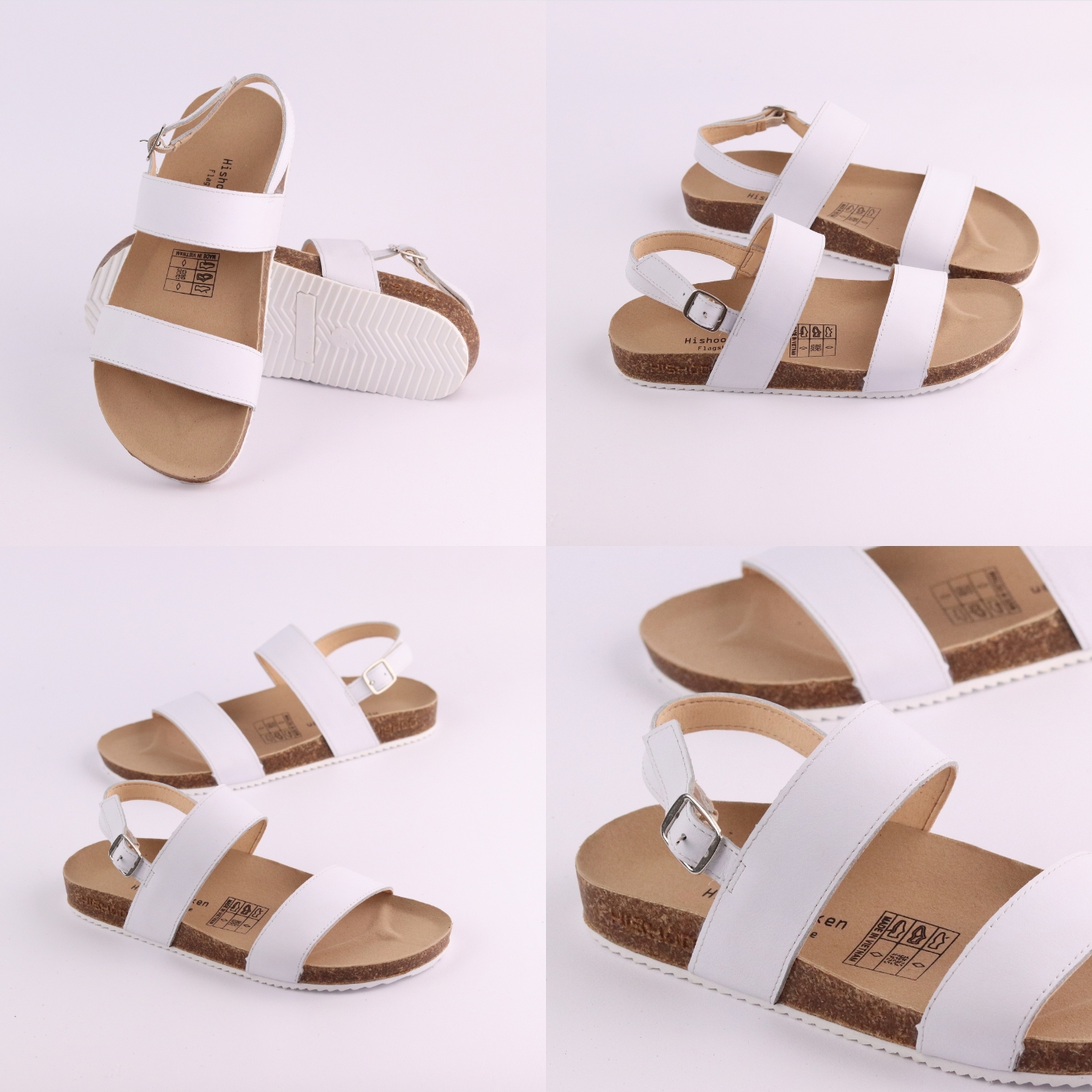 Mô tả Dép sandal đế trấu birken nam nữ unisex quai ngang da bò size 36-45 chính hãng Hishoo M050 - 5