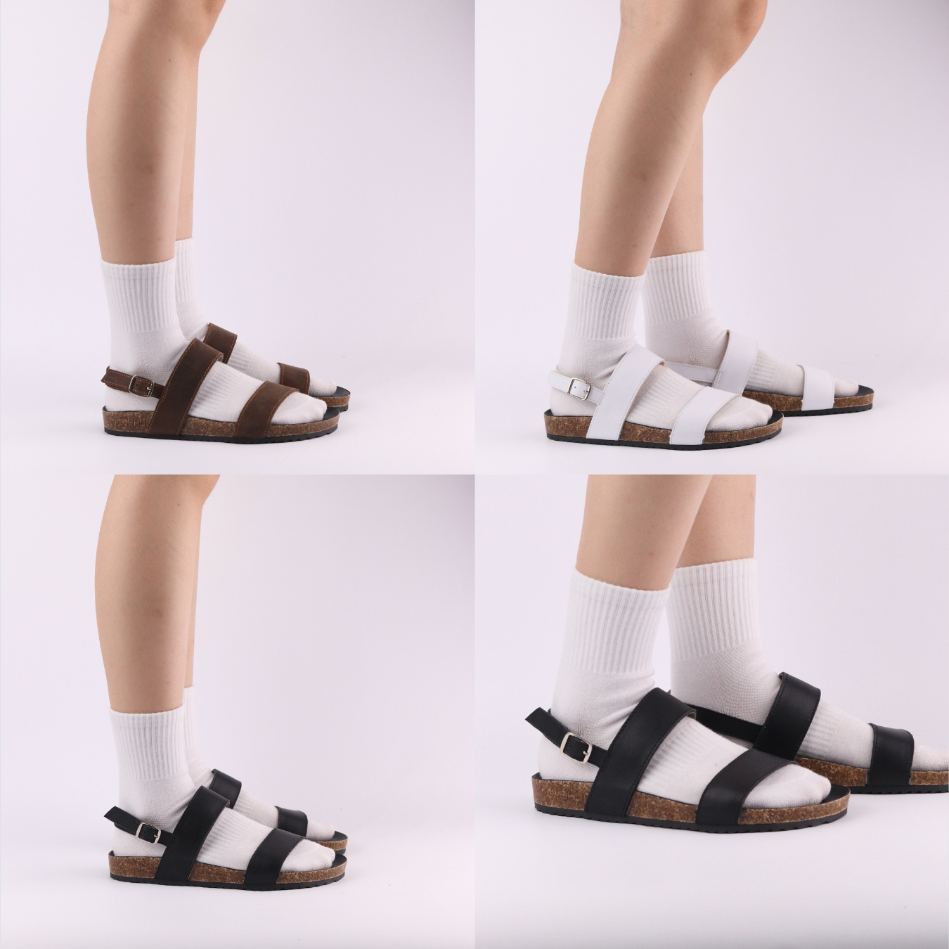 Mô tả Dép sandal đế trấu birken nam nữ unisex quai ngang da bò size 36-45 chính hãng Hishoo M050 - 6