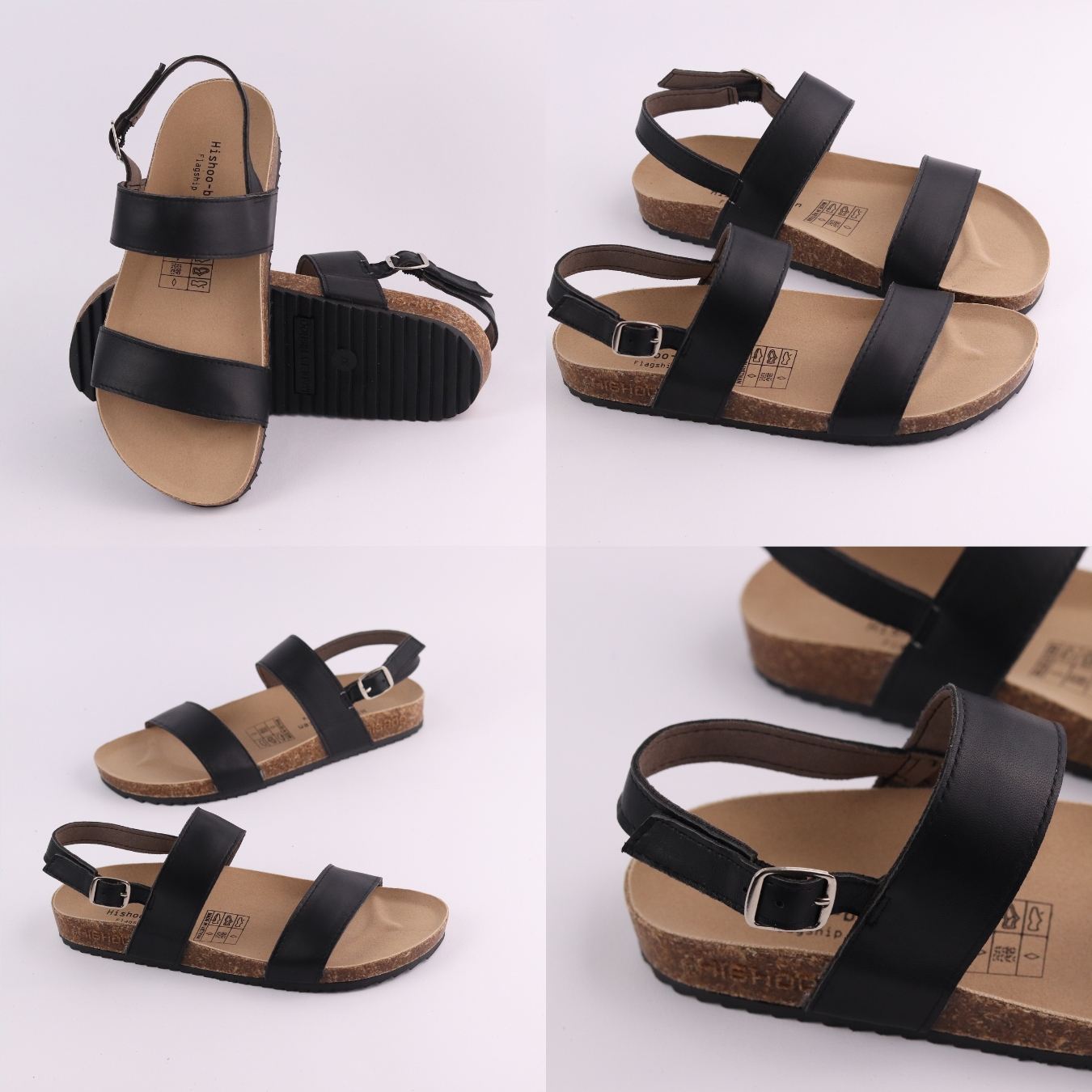 Mô tả Dép sandal đế trấu birken nam nữ unisex quai ngang da bò size 36-45 chính hãng Hishoo M050 - 8
