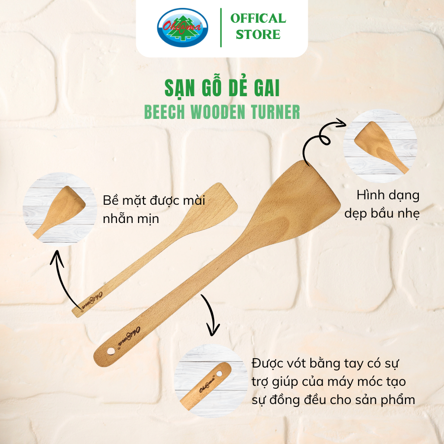 Mô tả Sạn Gỗ Dẻ Gai Ohiama Beech Wooden Turner - Dụng Cụ Nhà Bếp, Nấu Ăn - Đồ Thủ Công Mỹ Nghệ Hàng VNXK - 2