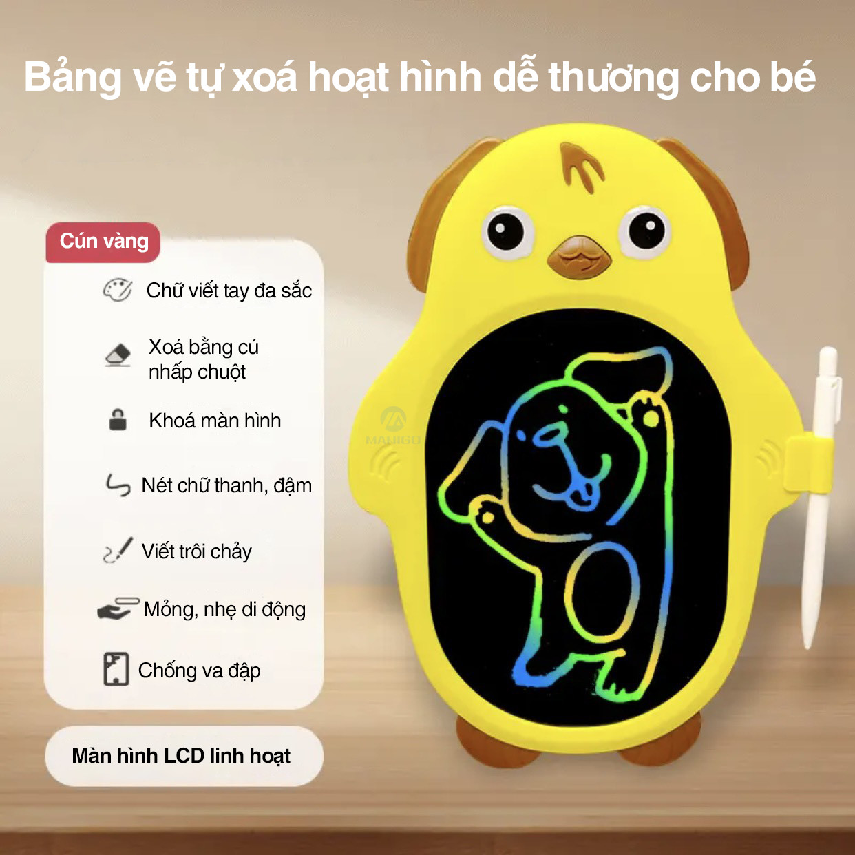 Mô tả Bảng vẽ tự xóa thông minh đa sắc KSD01 8.5inch màn hình LCD chống bức xạ ánh sáng xanh bảo hành 1năm - 6
