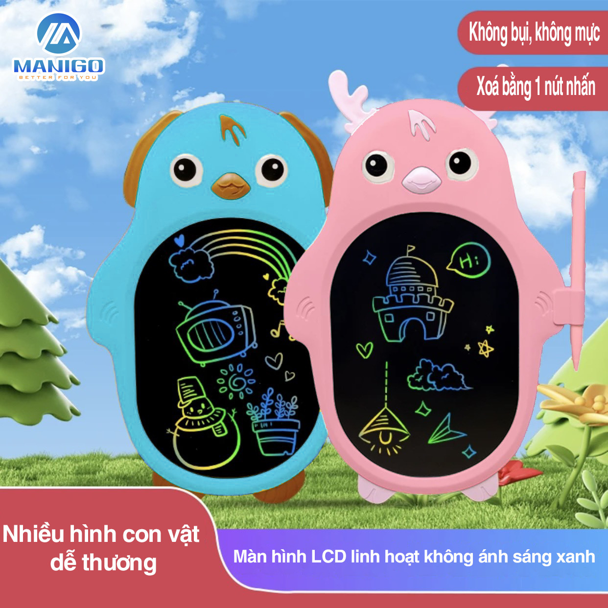 Mô tả Bảng vẽ tự xóa thông minh đa sắc KSD01 8.5inch màn hình LCD chống bức xạ ánh sáng xanh bảo hành 1năm - 9