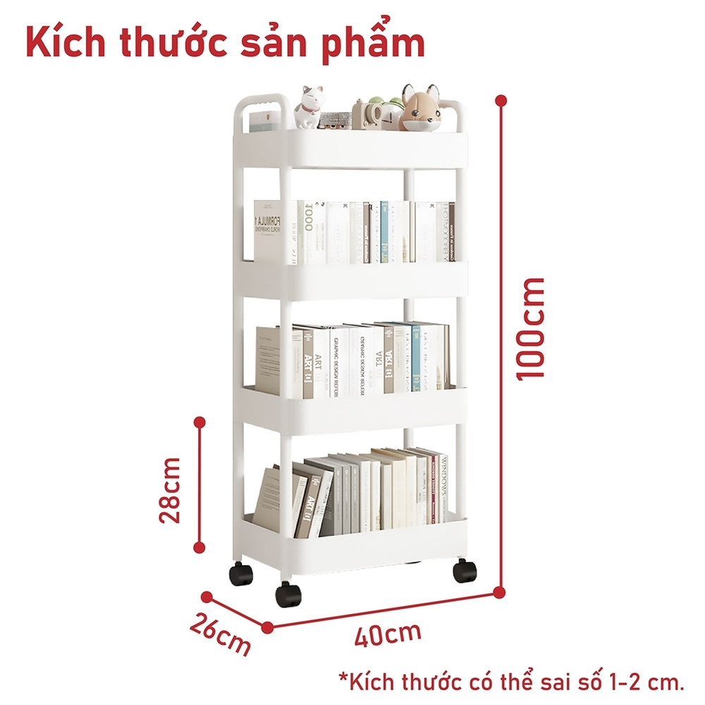 Mô tả BG -  4026 Kệ Tiện Lợi 4 TẦNG ,Xe Đẩy Spa YTC Để Đồ Đa Năng, bánh xe không có khóa - 6