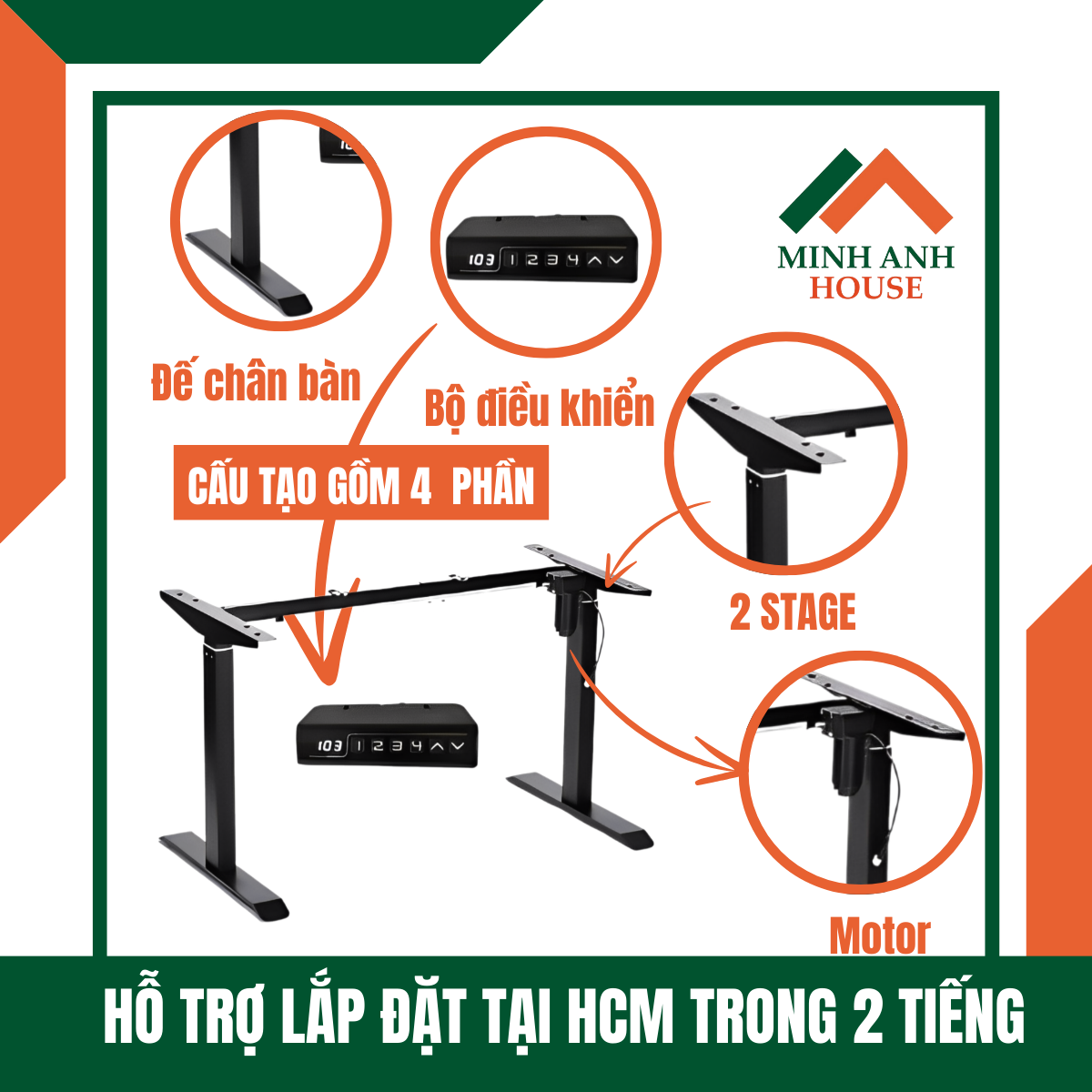 Chân bàn nâng hạ độ cao thông minh