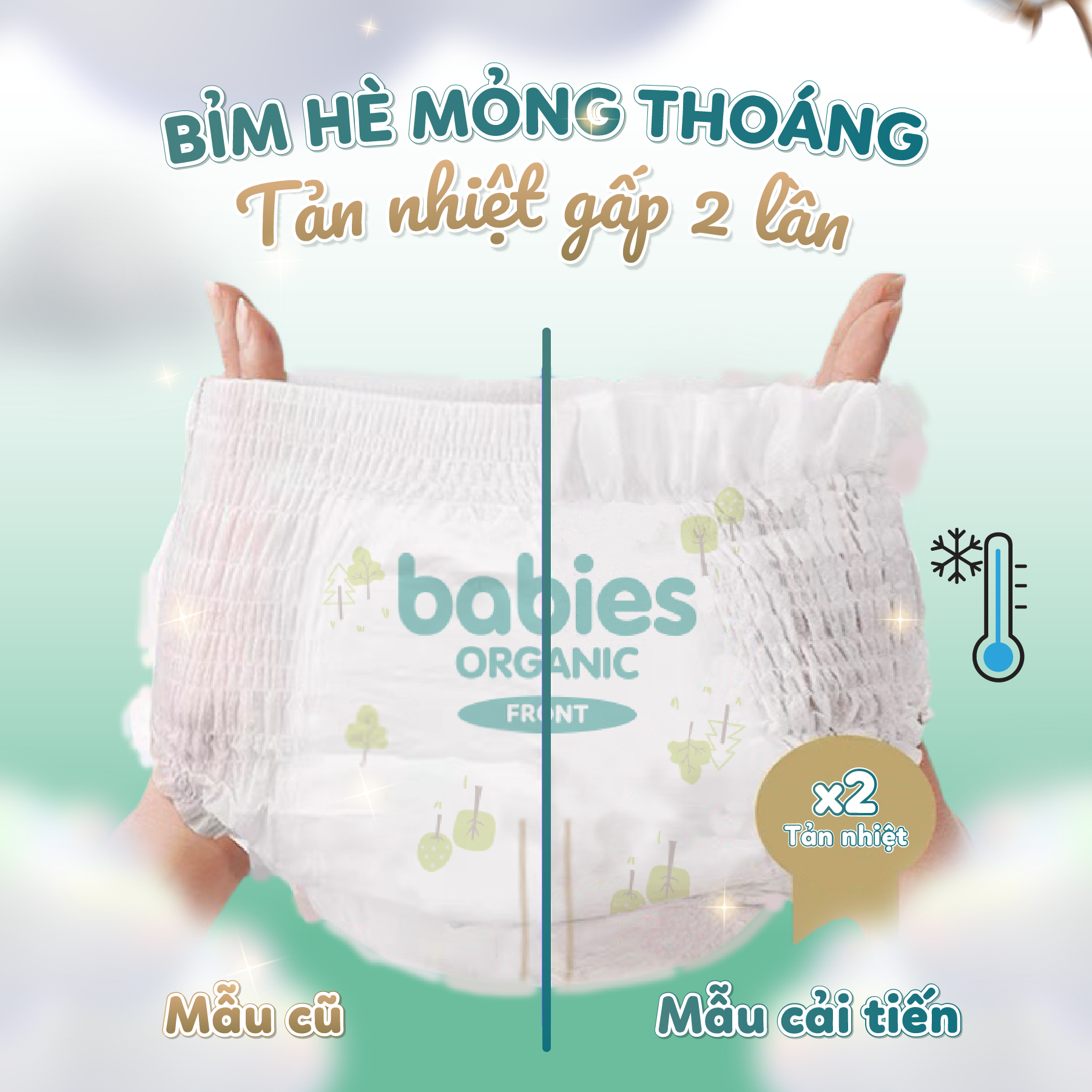 Mô tả Tã/Bỉm Babies Organic Siêu Mềm Mịn, 2mm Mỏng Thoáng, Lô Hội Ngừa Hăm Bí,Thương Hiệu Bỉm Việt - Size NB/S/M/L/XL/2XL/3XL - 5