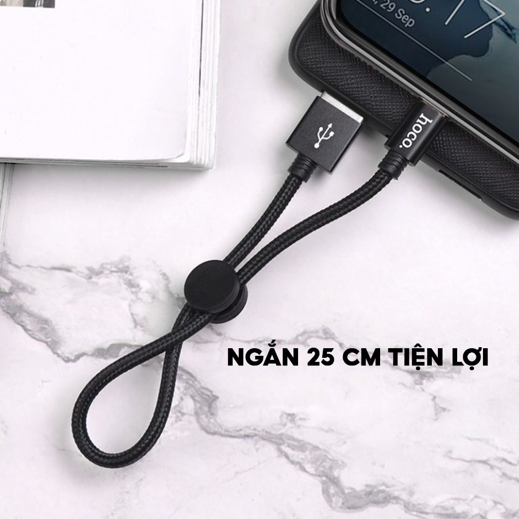 Mô tả Dây Cáp Sạc Nhanh 2.4A Siêu Ngắn 25 CM Tiện Lợi Dùng Cho Sạc Dự Phòng Chuẩn USB to IP, Micro ,Type C - 2