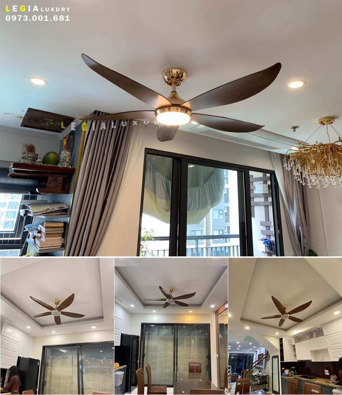 Mô tả Quạt trần chung cư cổ ngắn Chính Hãng Lê Gia LGFAN669 gió mạnh rât khỏe phù hợp trần 2.3m đến 3.2m - 3