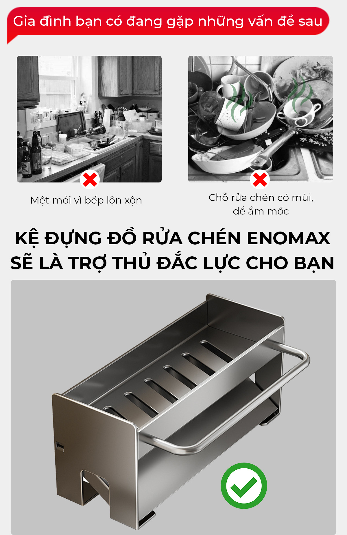 Kệ để đồ rửa chén Enomax thiết kế thông minh