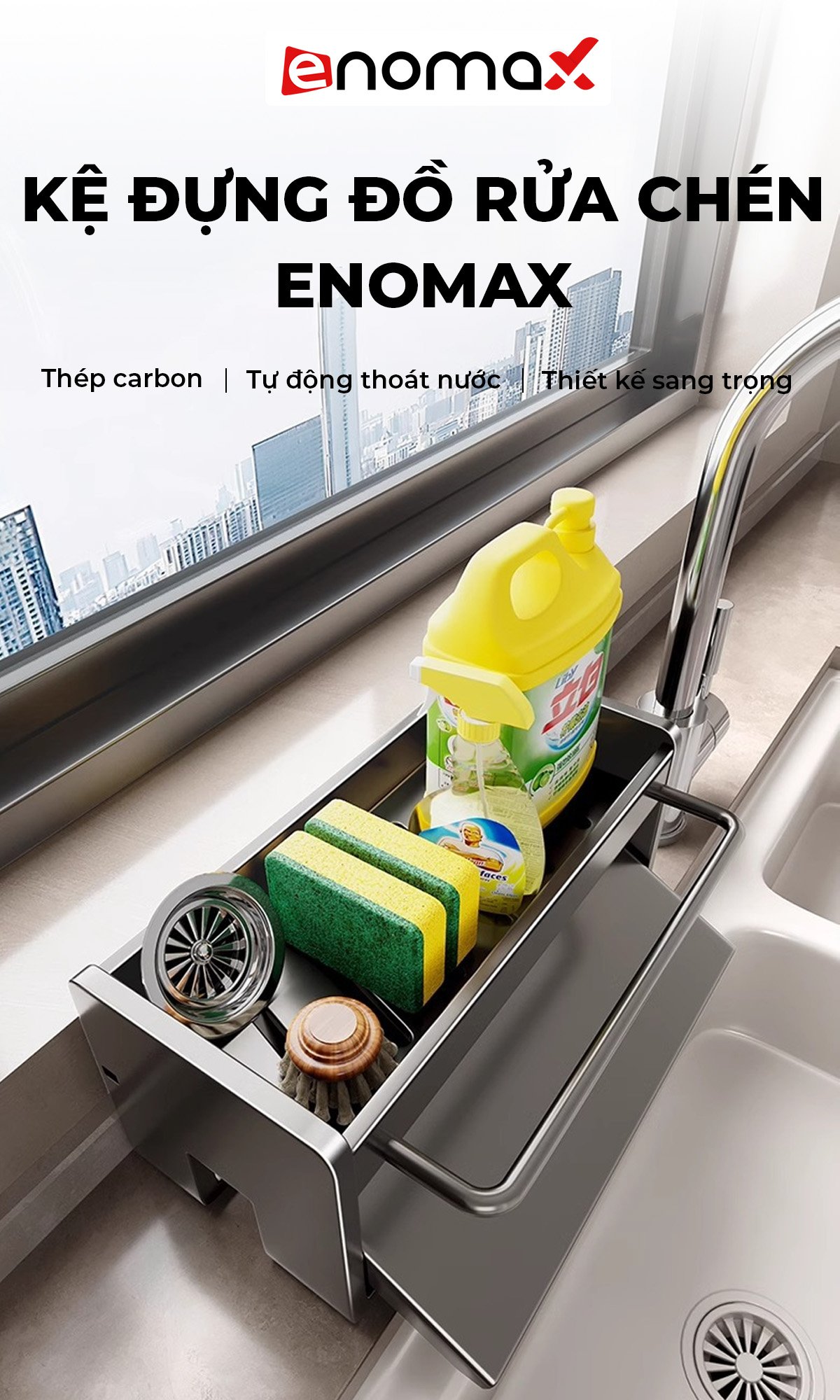 Giá kệ rửa bát Enomax chất liệu Thép Carbon