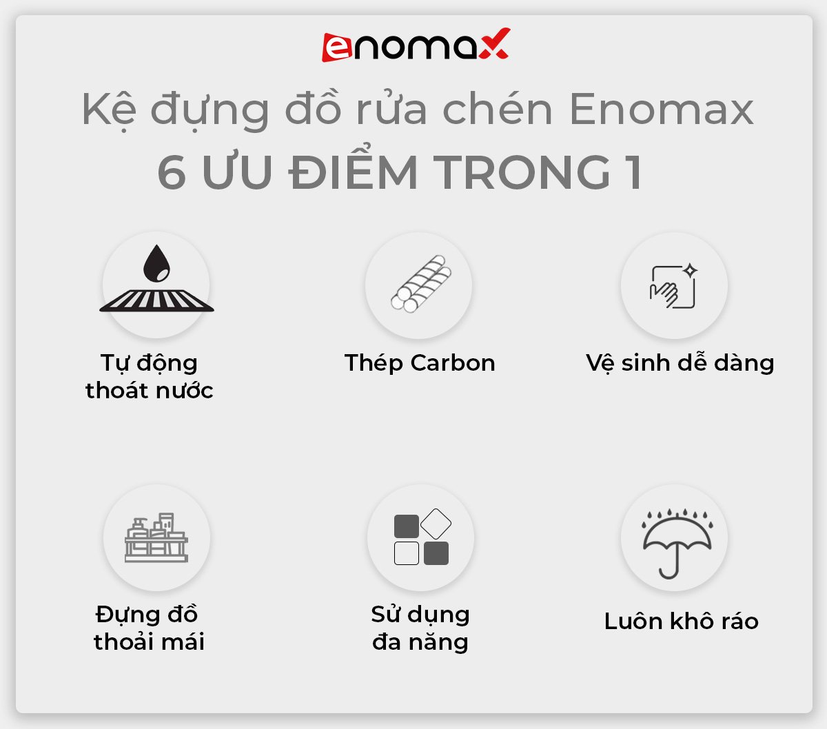 Kệ Enomax đựng miếng rửa bát và chai rửa chén