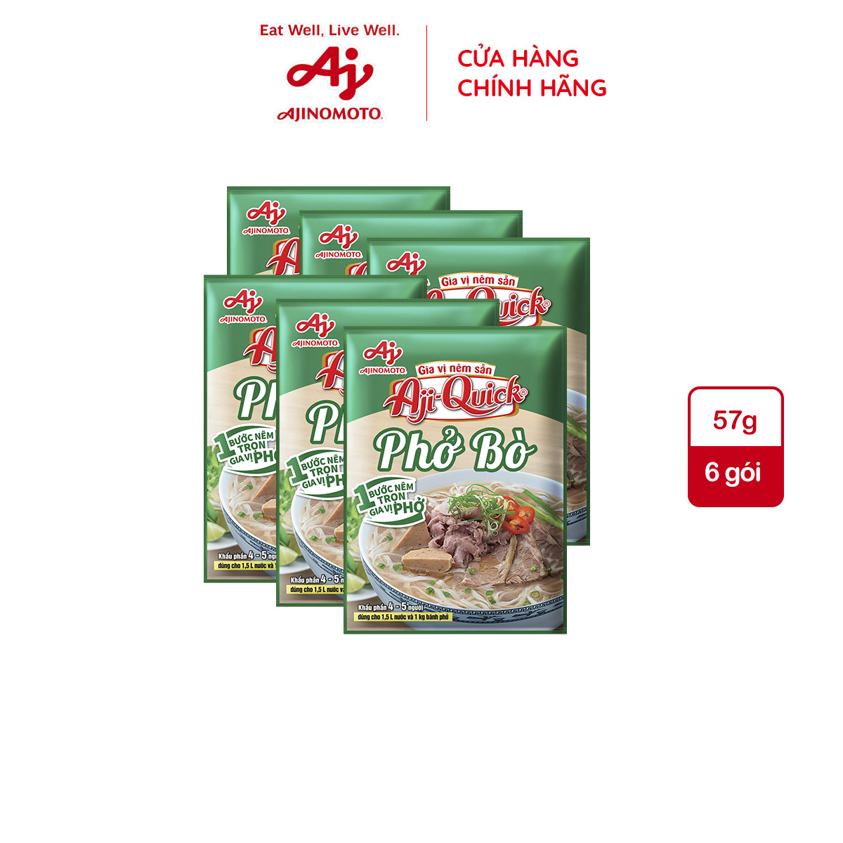 Mô tả Combo 6 Gói Gia Vị Nêm Sẵn Aji-Quick® Phở Bò 57g/Gói - 1