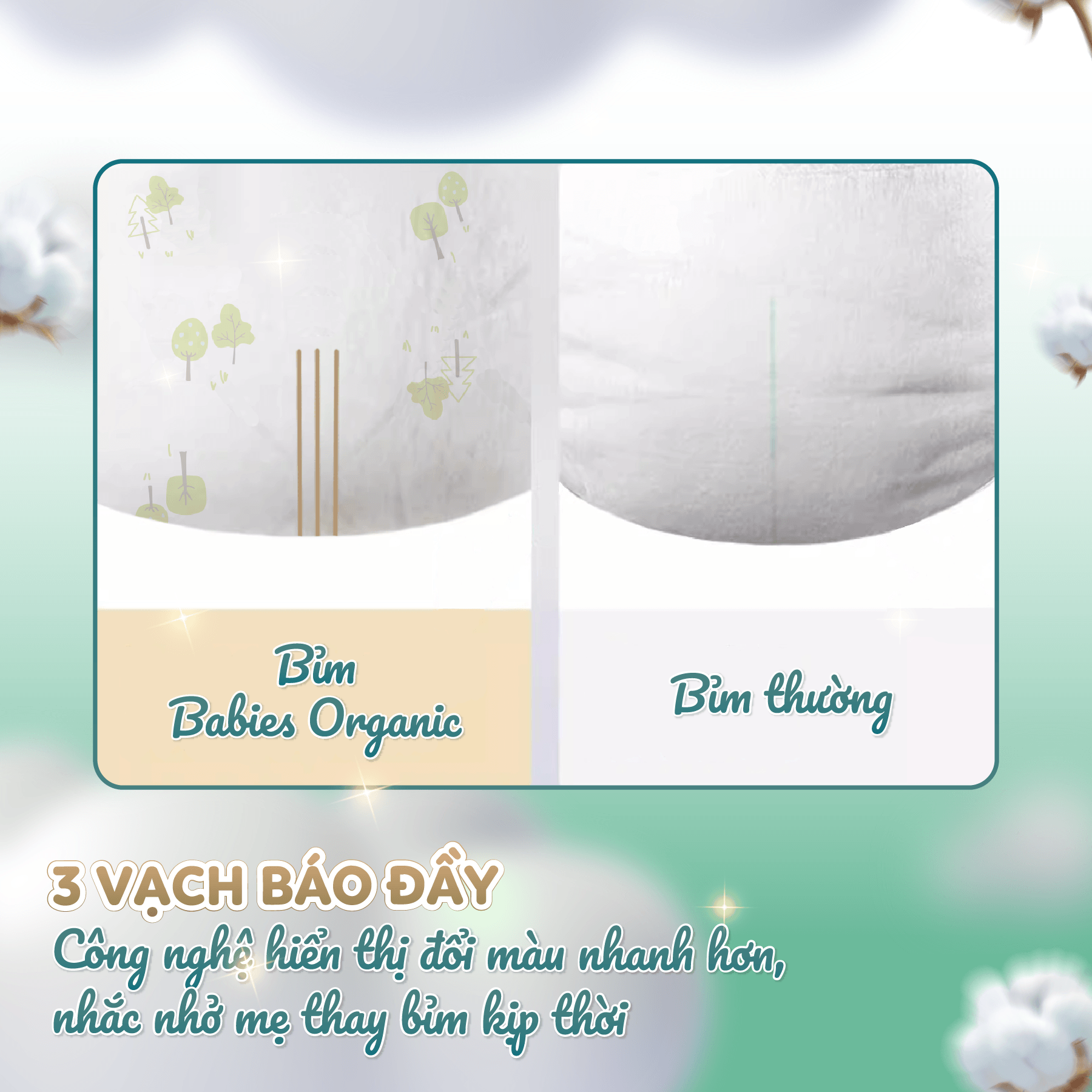 Mô tả Tã/Bỉm Babies Organic Siêu Mềm Mịn, 2mm Mỏng Thoáng, Lô Hội Ngừa Hăm Bí,Thương Hiệu Bỉm Việt - Size NB/S/M/L/XL/2XL/3XL - 7