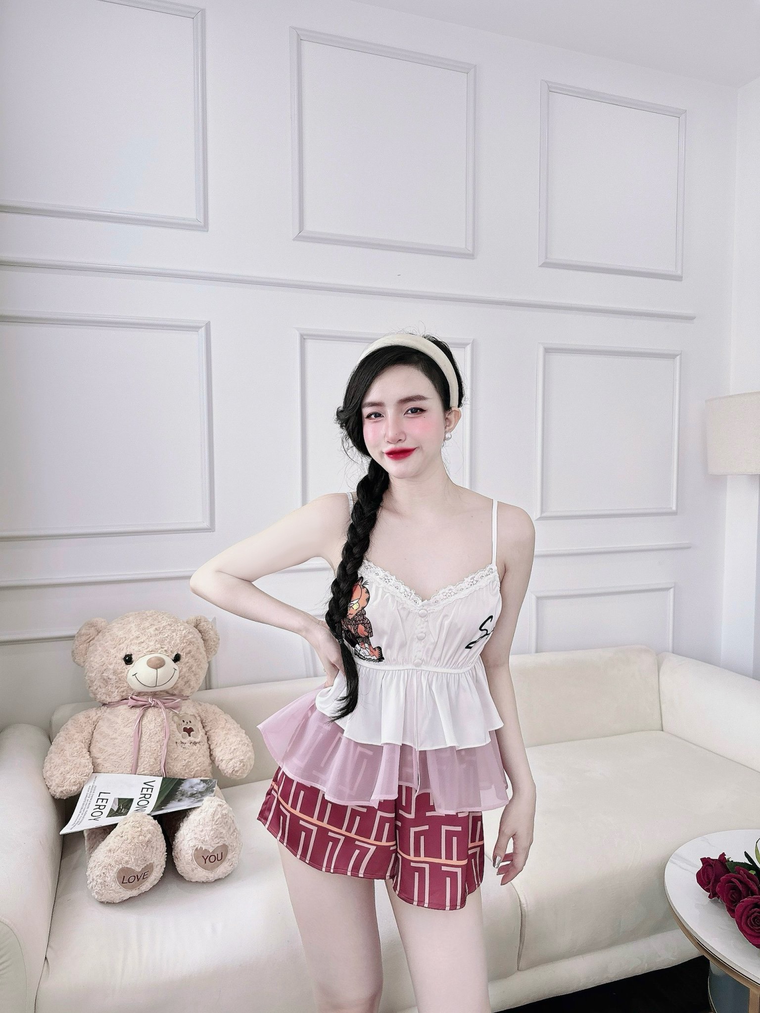 Đồ ngủ sexy nữ SOJUN tơ ánh màu tím