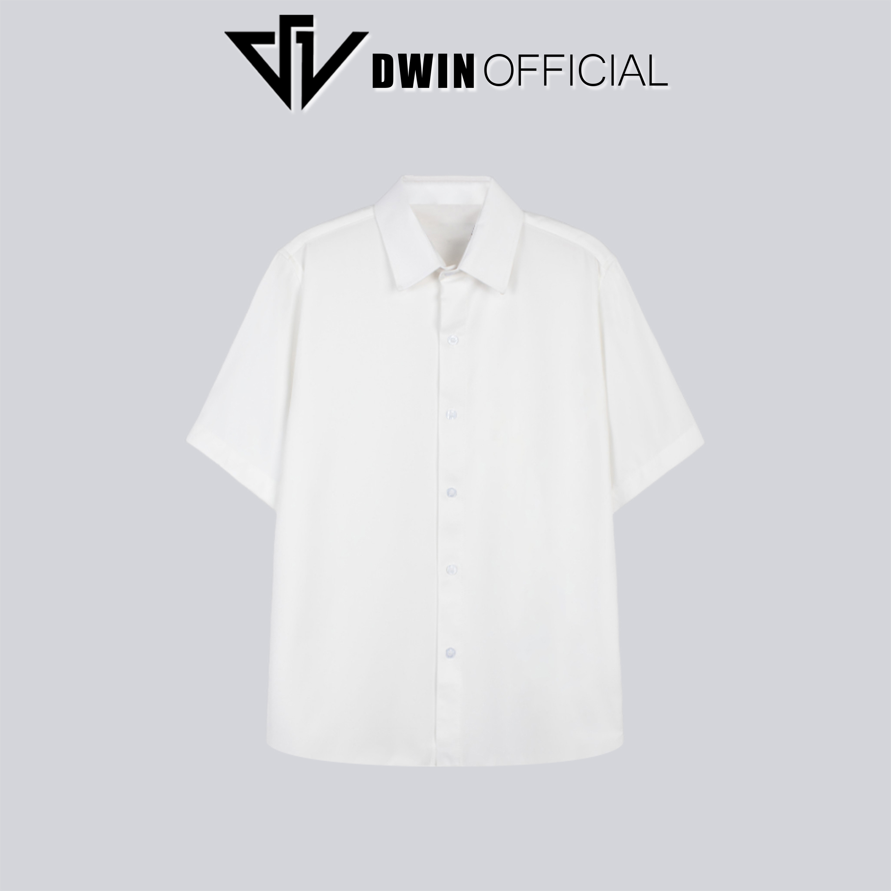 Mô tả Áo sơ mi ngắn tay nam nữ DWIN chất vải kaki cotton 300 gsm cộc basic unisex đứng form rộng không nhăn cao cấp - 9