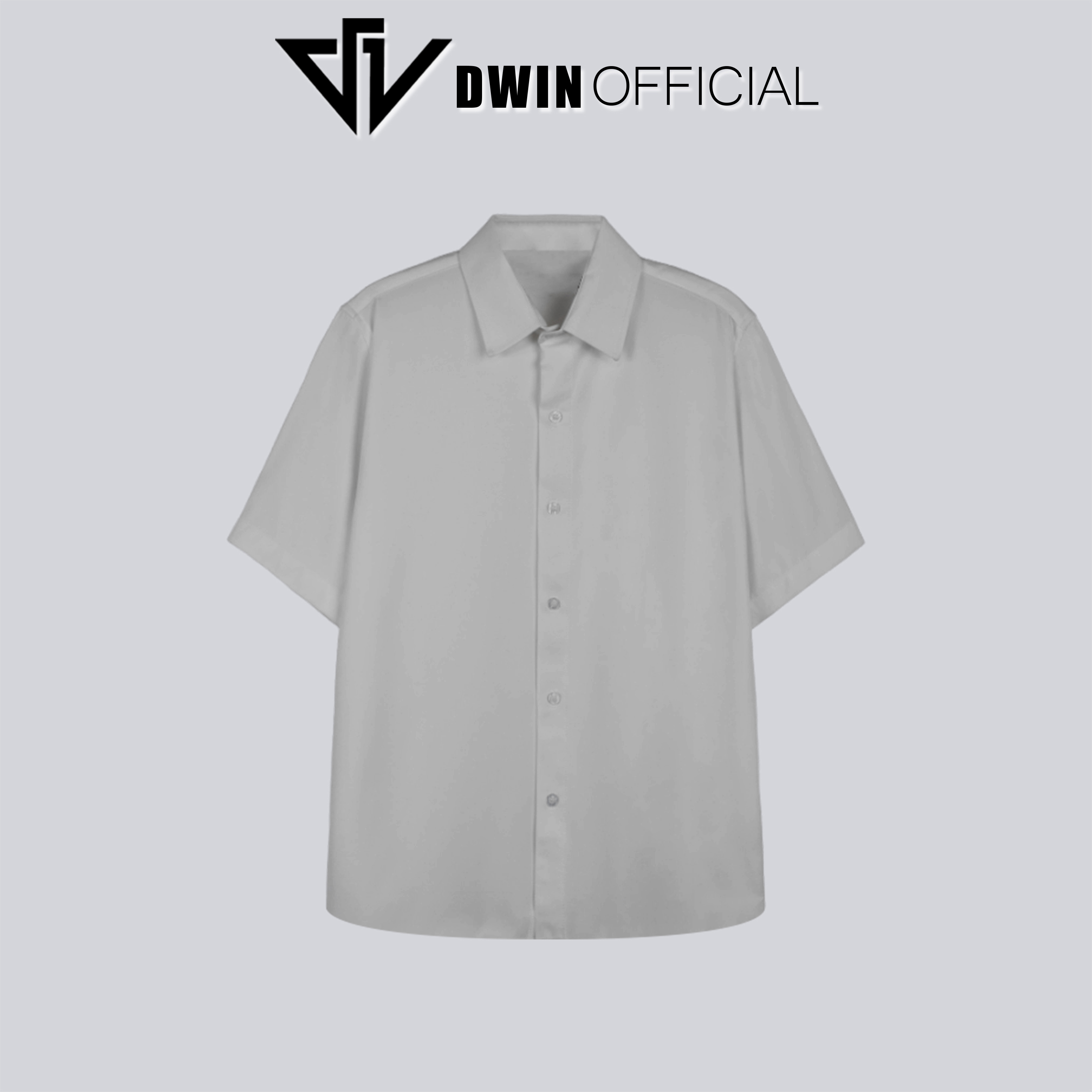 Mô tả Áo sơ mi ngắn tay nam nữ DWIN chất vải kaki cotton 300 gsm cộc basic unisex đứng form rộng không nhăn cao cấp - 10