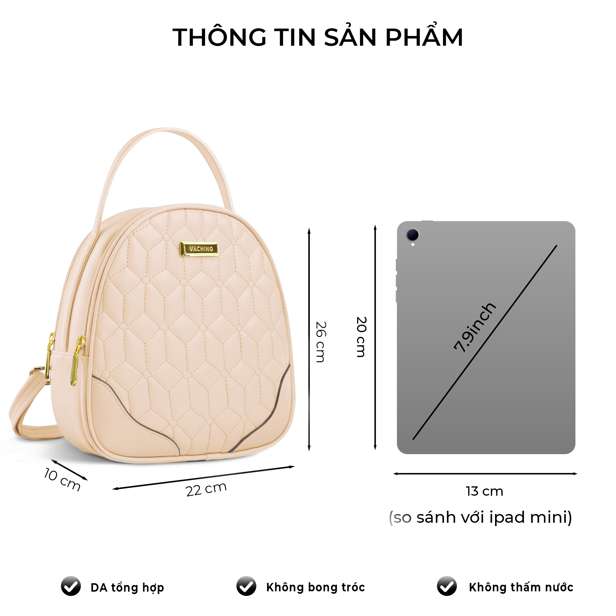 Mô tả Balo da nữ Shaulder Bag thời trang cao cấp VACHINO-BG013 - 2