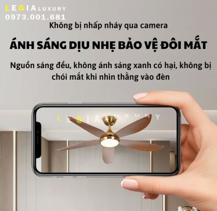 Mô tả Quạt trần chung cư cổ ngắn Chính Hãng Lê Gia LGFAN669 gió mạnh rât khỏe phù hợp trần 2.3m đến 3.2m - 2