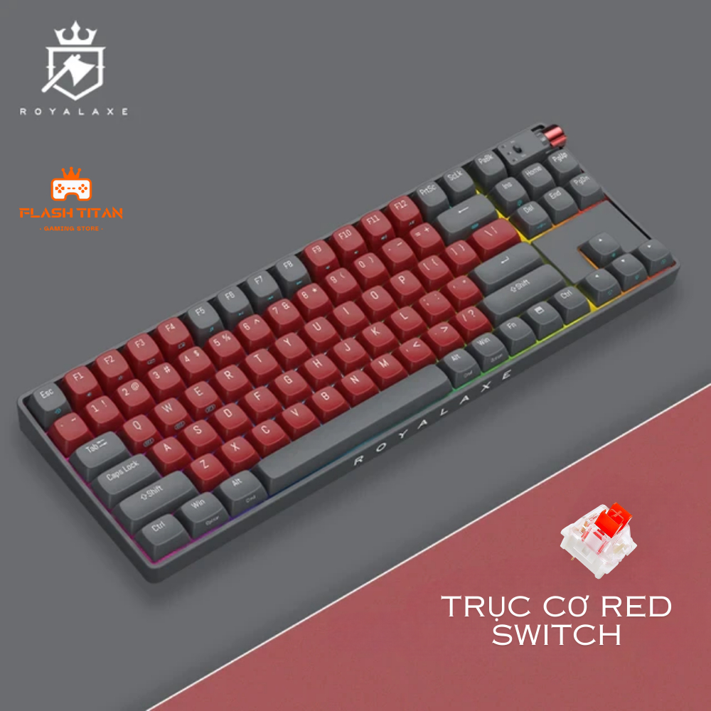 Bàn phím cơ không dây Royal Axe R87 - Hỗ trợ 3 mode kết nối - Led RGB ...