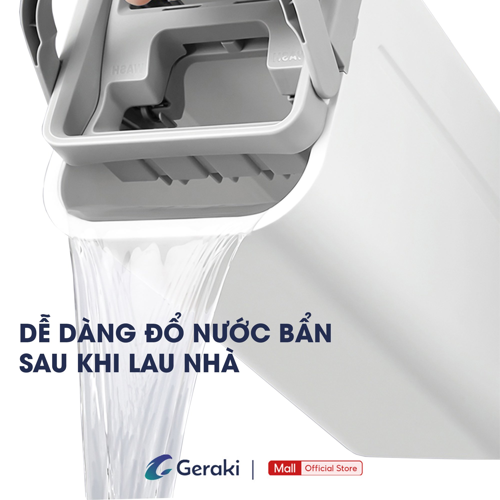 Bộ lau nhà tự vắt Geraki. Thiết kế nhỏ gọn, đầu gạt vắt kiệt nước, bông ...