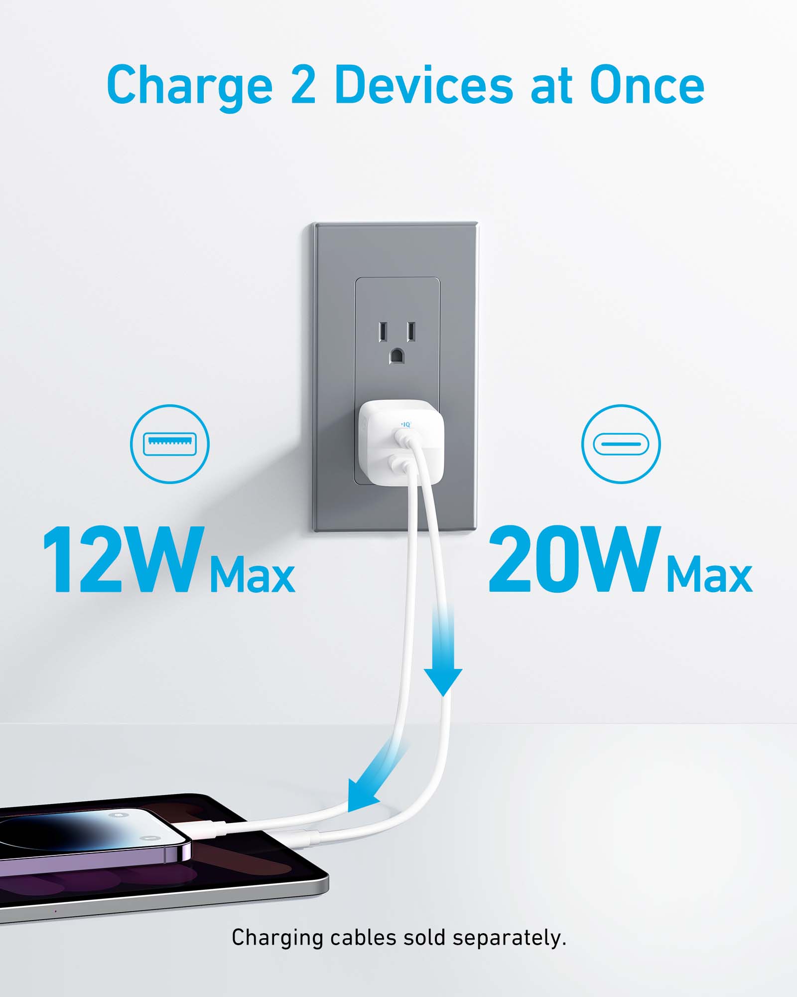 Mô tả Sạc Anker 323 Công Suất 33W 2 Cổng - 1 USB & 1 USB-C - A2331 - 1