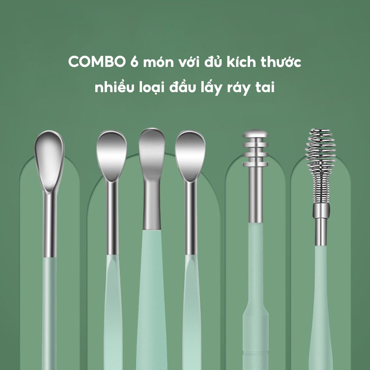 SET 6 Dụng Cụ Lấy Ráy Tai Bằng Thép Không Gỉ JYoohome Kèm Hộp Đựng, Que ...