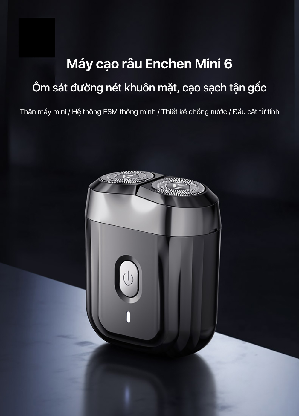 Mô tả Máy cạo râu Enchen Mini 6 lưỡi dao kép mỏng, chống nước IPX7 - Hàng chính hãng - 1