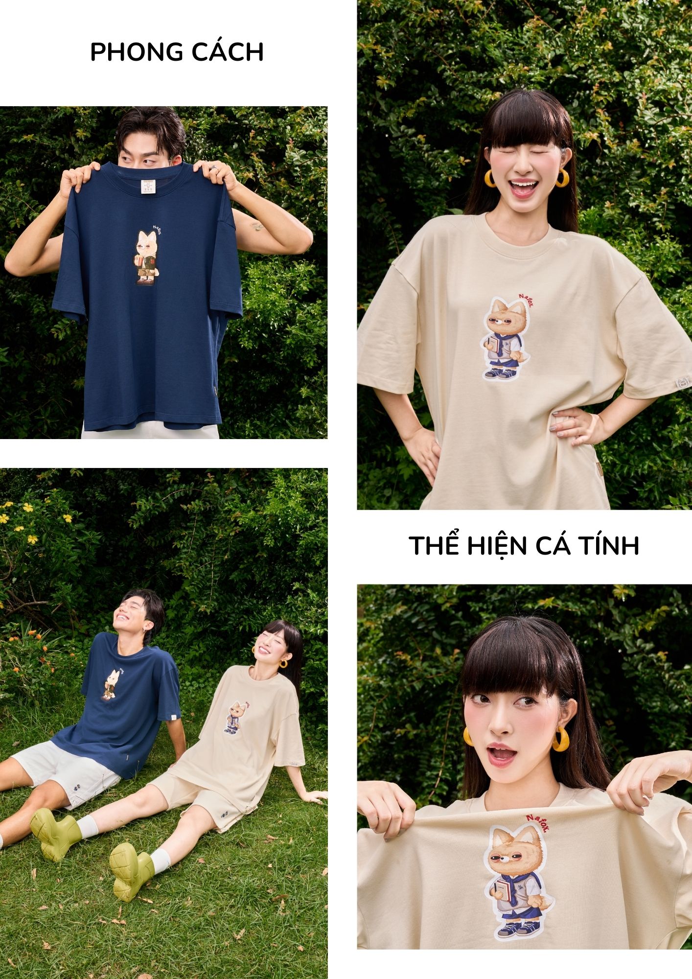 Mô tả Áo thun Form rộng NOAM Nafox Naive Unisex 100% Cotton - Màu đen/trắng - 3