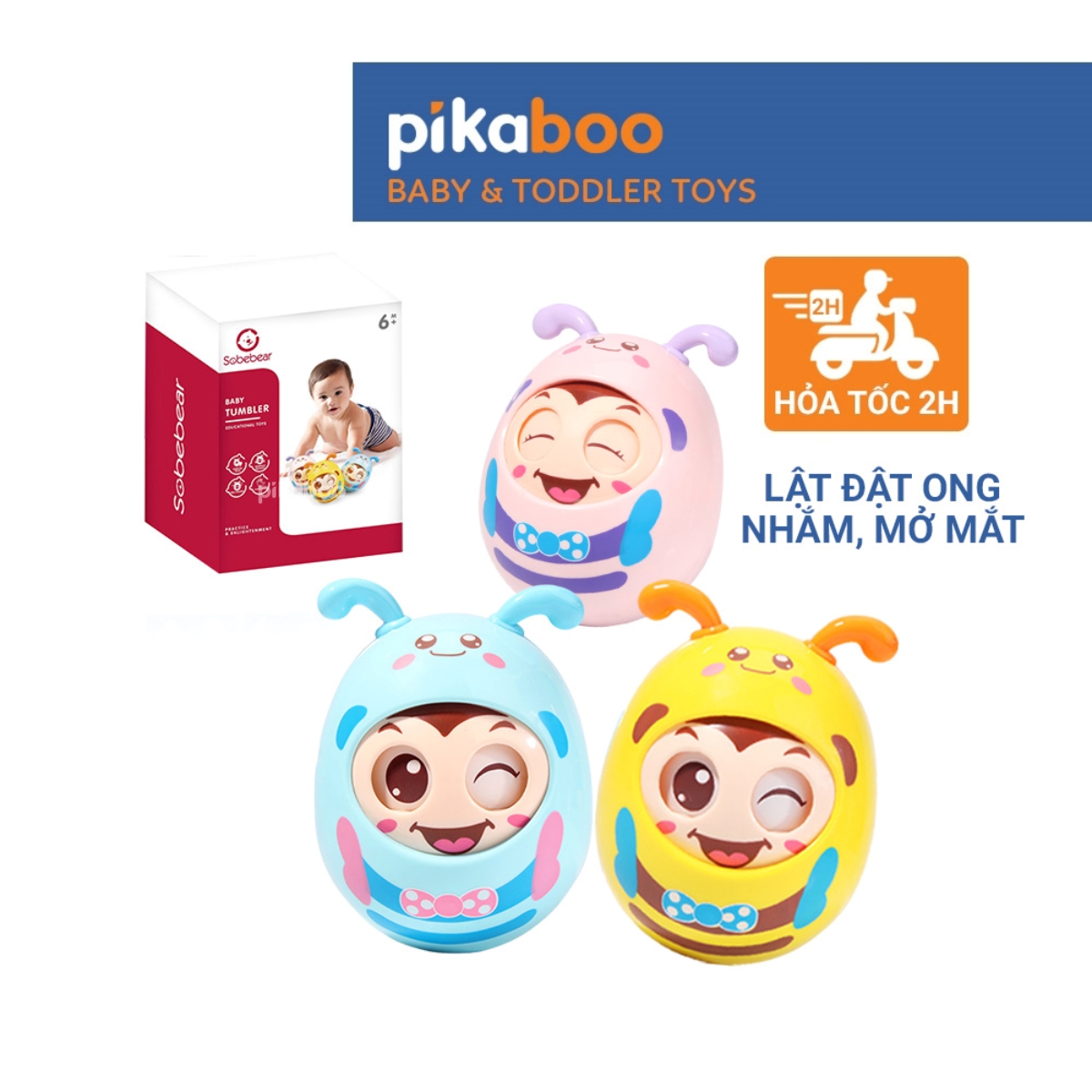 Mô tả Đồ chơi lật đật con vật Pikaboo và âm thanh vui nhộn, chất liệu an toàn cho bé - 4
