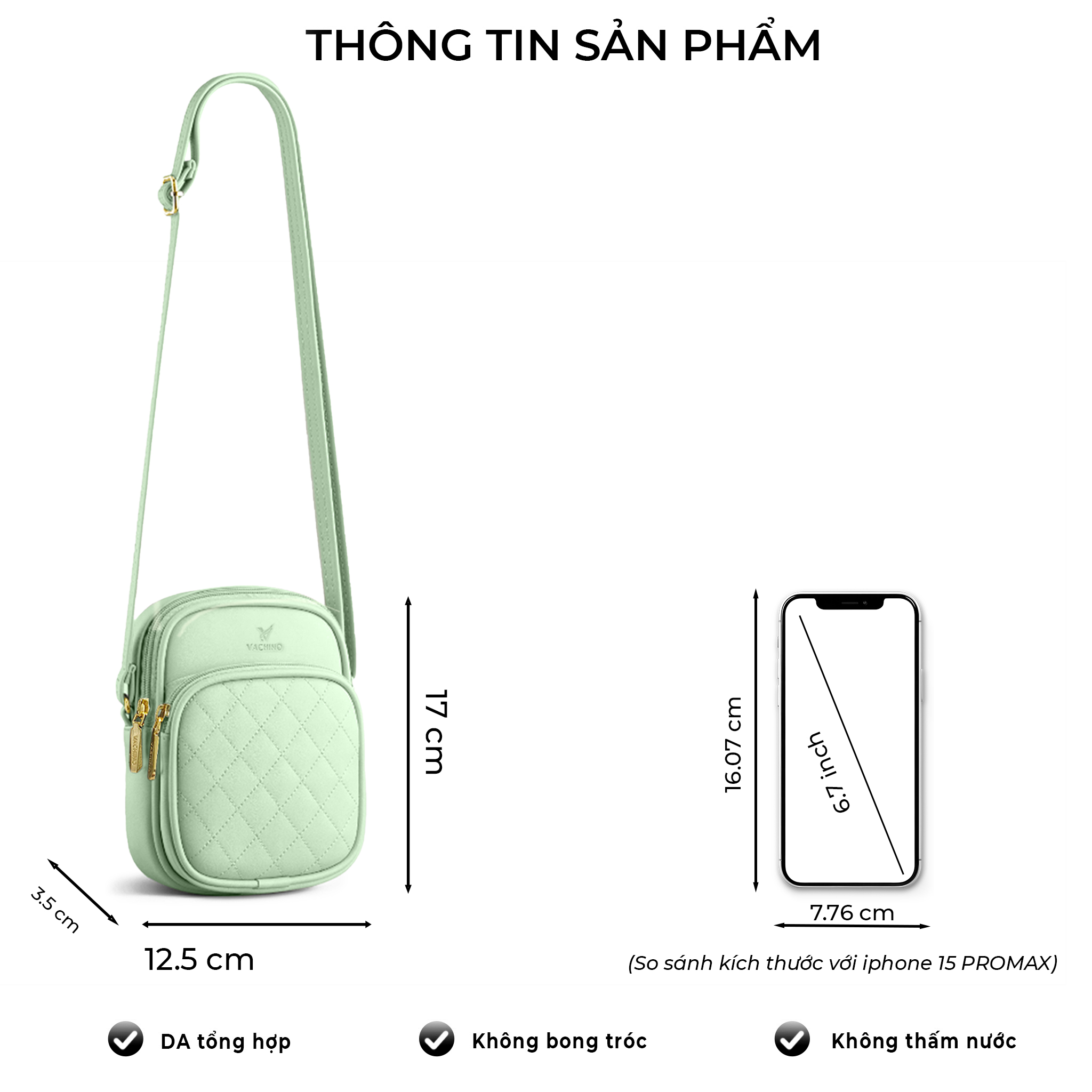 Mô tả Túi đeo chéo da nữ Celina thêu hoạ tiết VACHINO-TX034 - 1