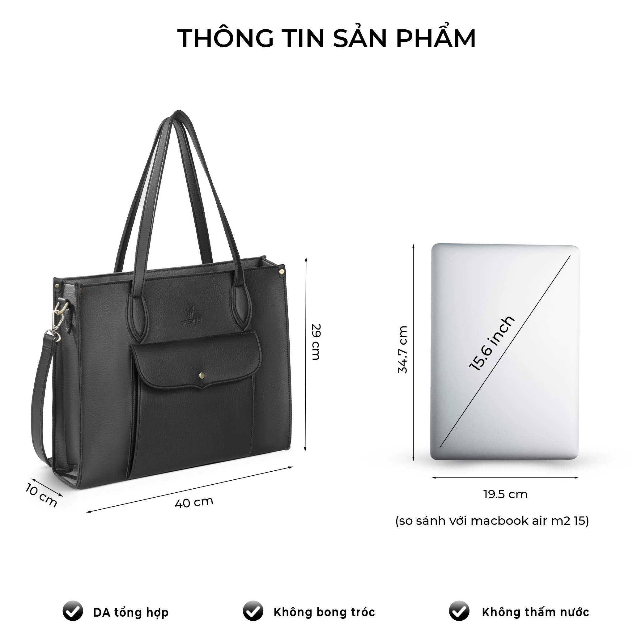 Mô tả Túi xách công sở đựng laptop 15.6in VACHINO-TX026 - 2