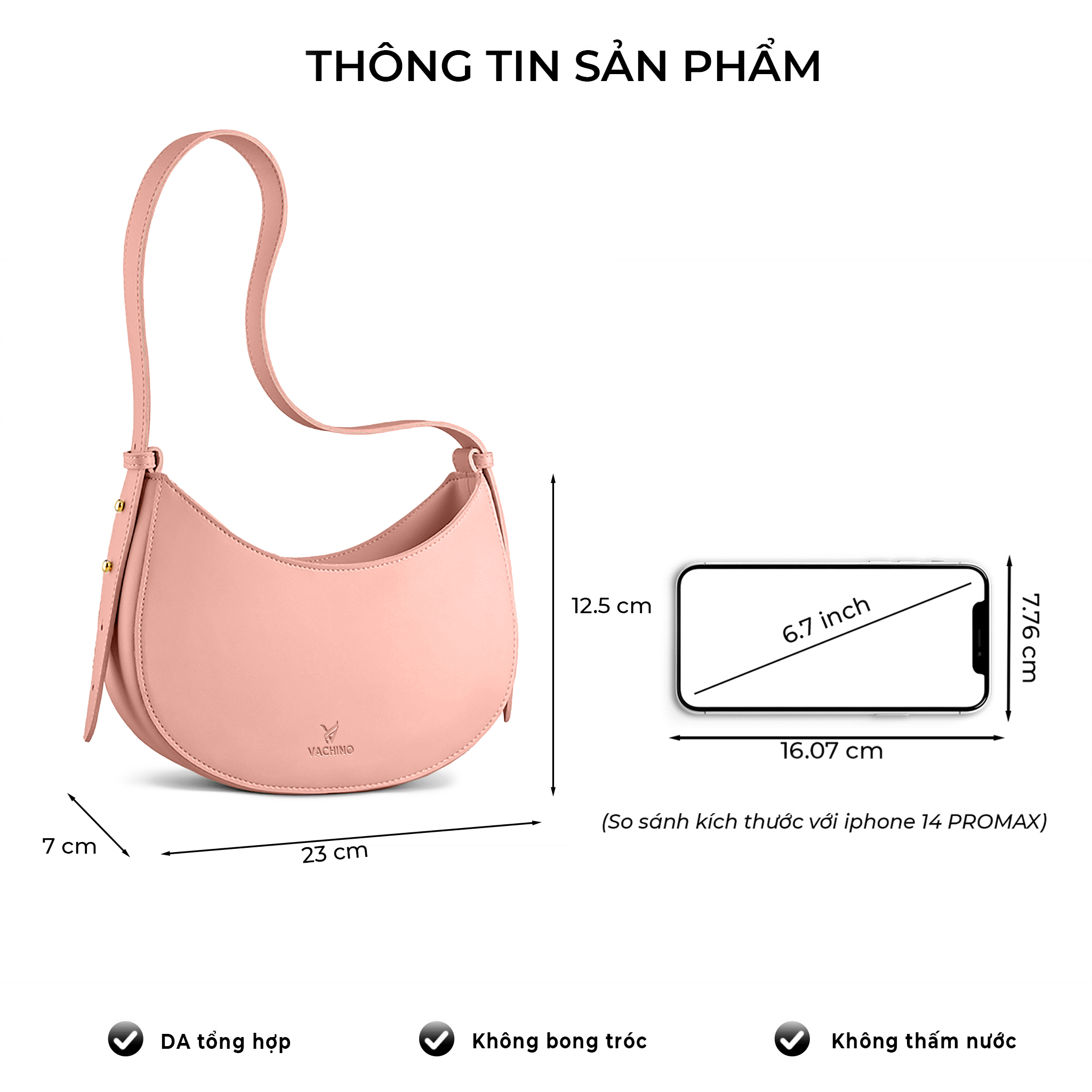 Mô tả Túi đeo vai nữ sang chảnh thương hiệu VACHINO-TX023 - 2
