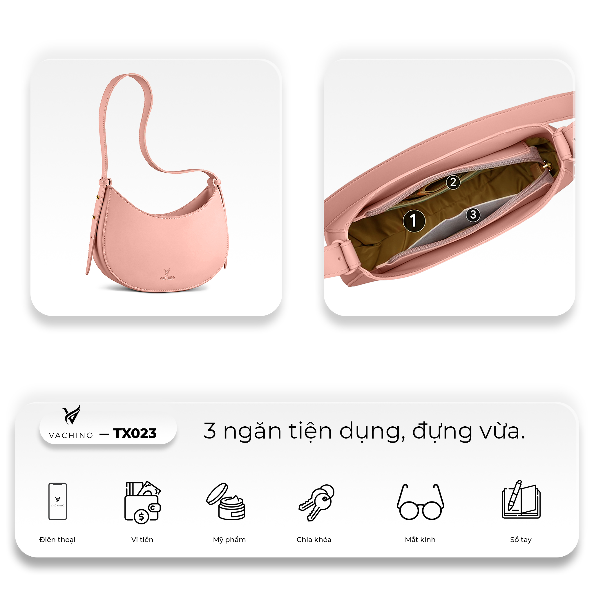 Mô tả Túi đeo vai nữ sang chảnh thương hiệu VACHINO-TX023 - 3