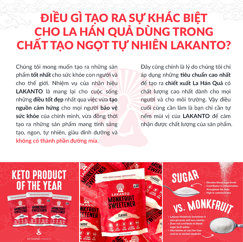 Mô tả Đường ăn kiêng La Hán Quả Saraya Lakanto MonkFruit Vàng, 0 Calo, 0 tăng đường huyết, 0 biến đổi gen - 235g - 5