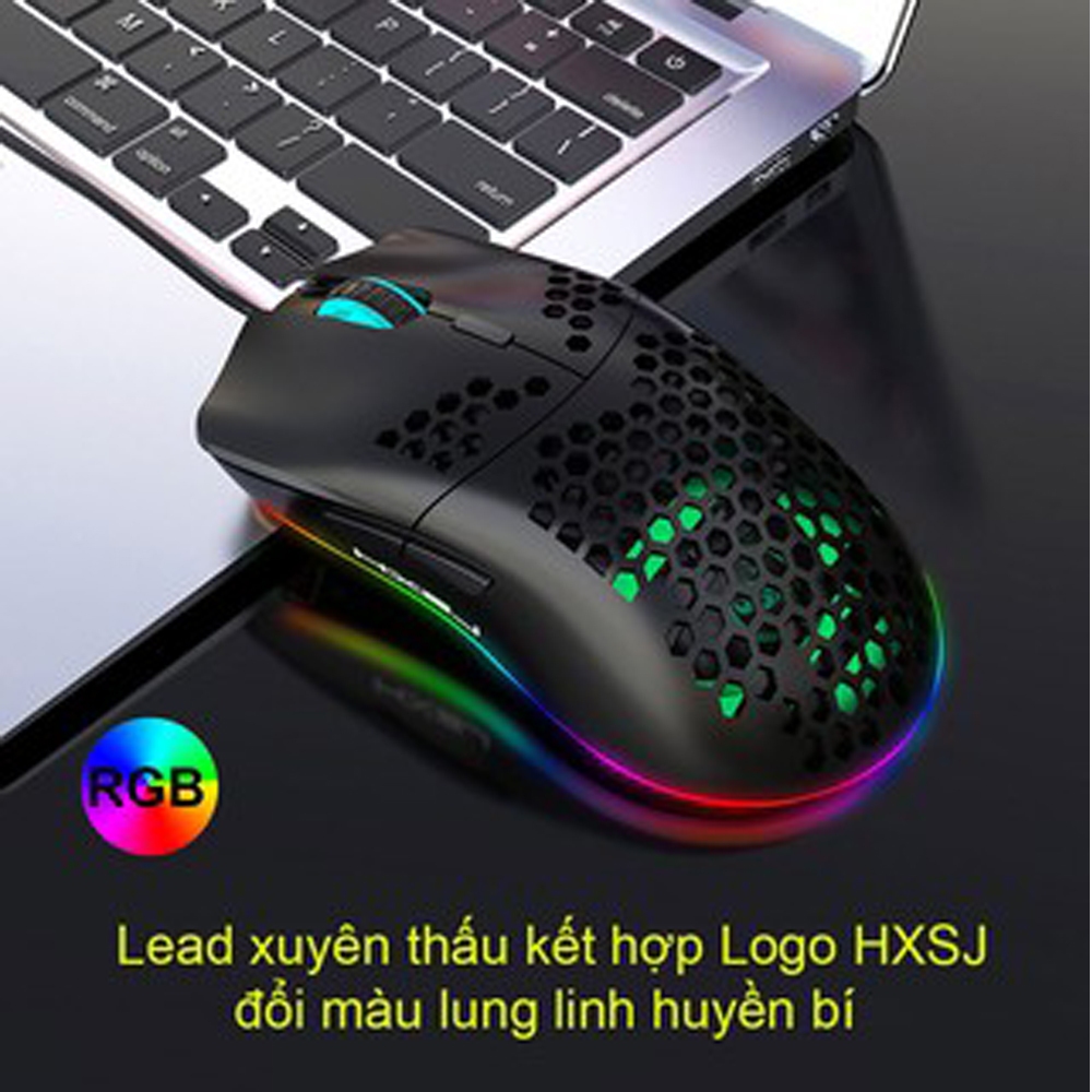 Chuột chơi Game HXJS J900 RGB Lead đổi màu Bề Mặt Lưới Xuyên Thấu Cực ...