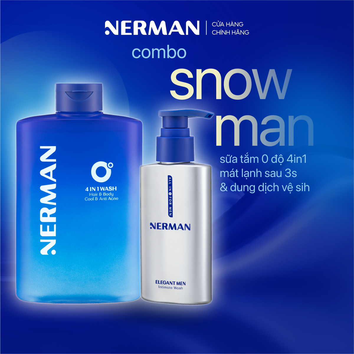 Mô tả Combo Fresh Man Nerman -Sữa tắm gội lạnh 4IN1 330ml & Dung dịch vệ sinh cho nam 100ml & Xịt khử mùi toàn thân 100ml - 1