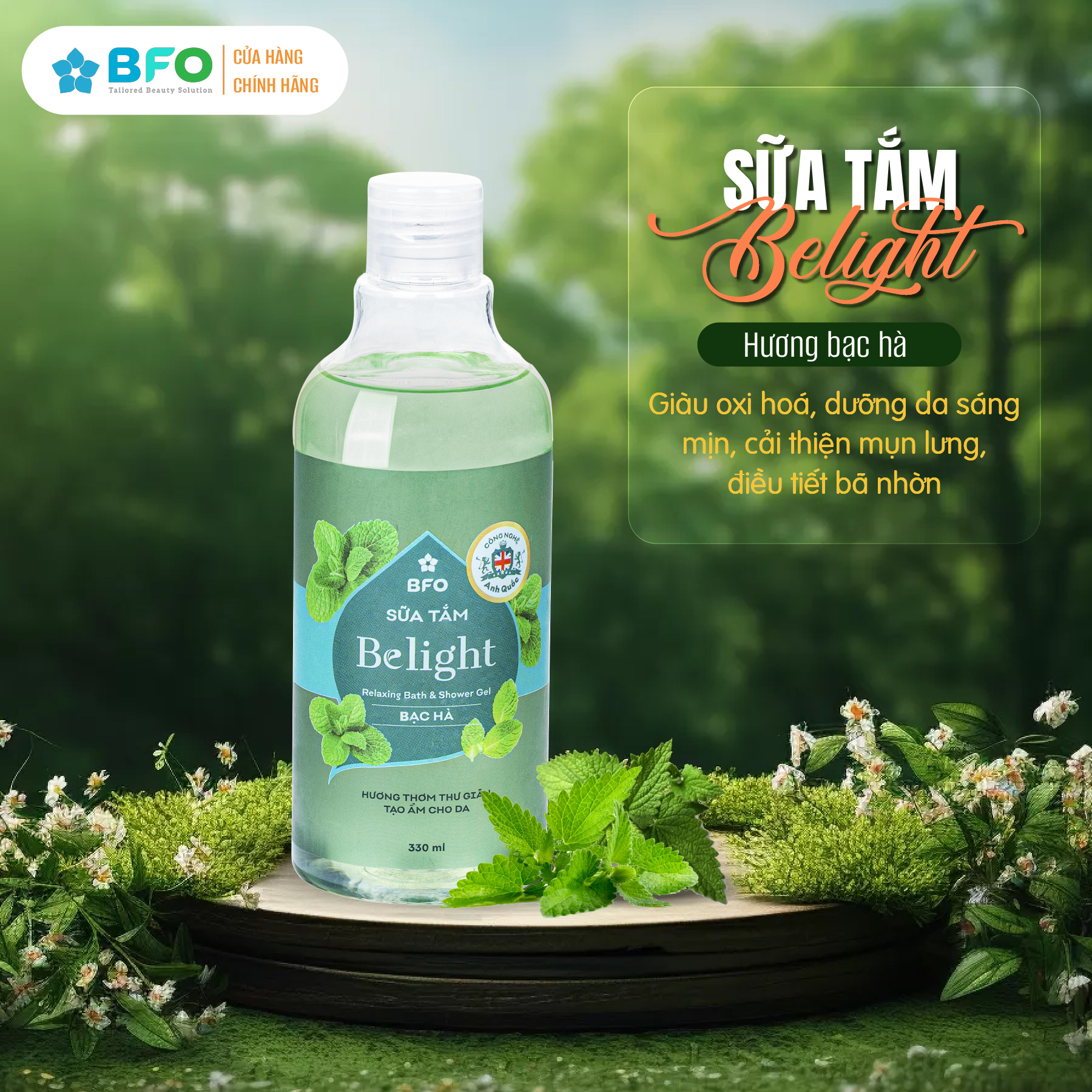 Mô tả Sữa Tắm Nước Hoa Dưỡng Ẩm Sáng Da BFO Belight Chai 330ml - 4