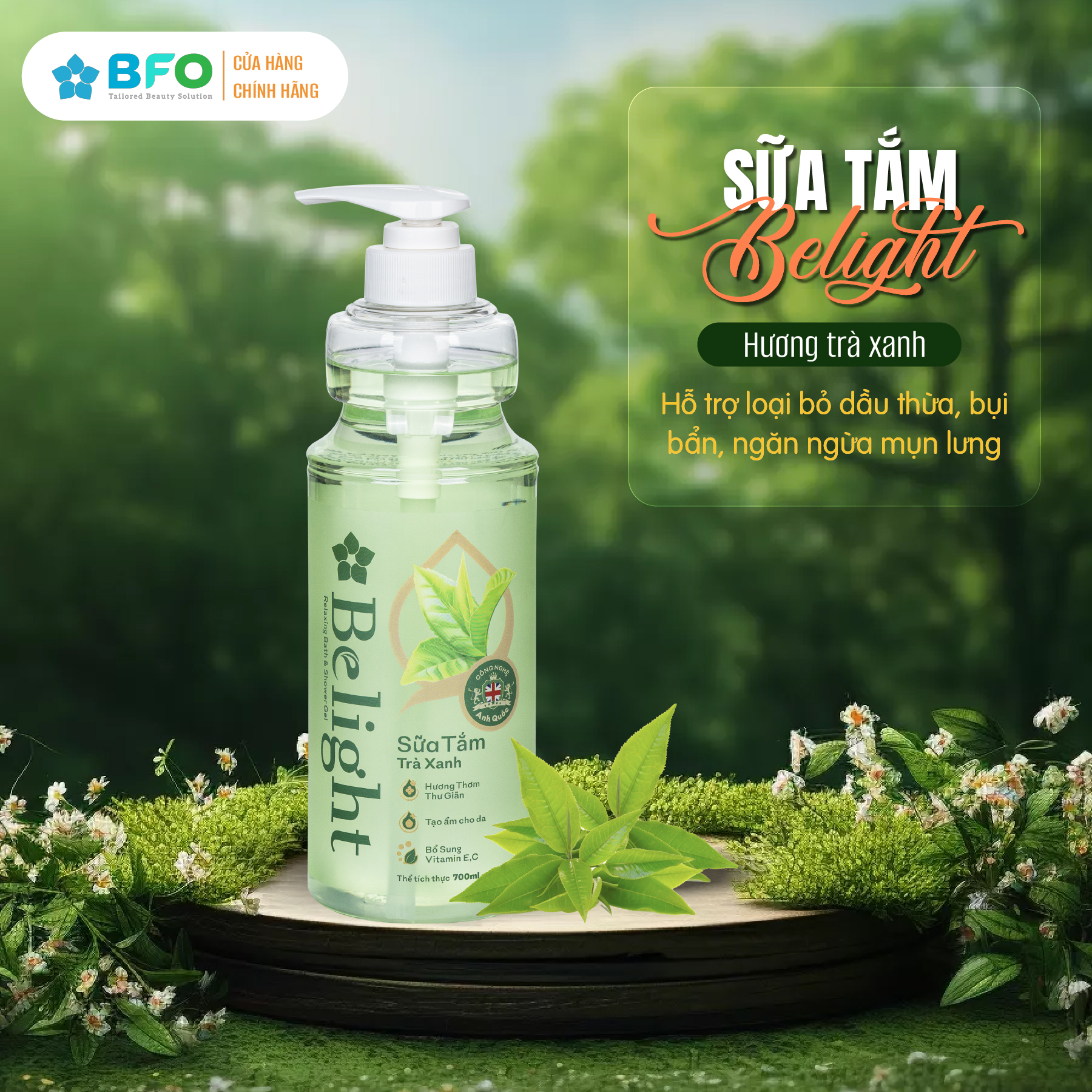 Mô tả Sữa Tắm Dưỡng Ẩm Tinh Dầu Thiên Nhiên Mịn Da BFO Belight Chai 700ml - 2