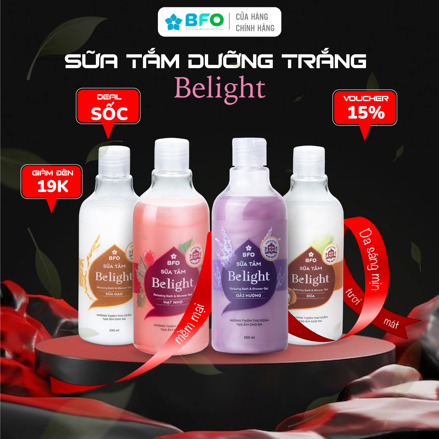 Mô tả Sữa Tắm Hương Nước Hoa Dưỡng Trắng Da Giữ Ẩm BFO Belight 330ml - 1
