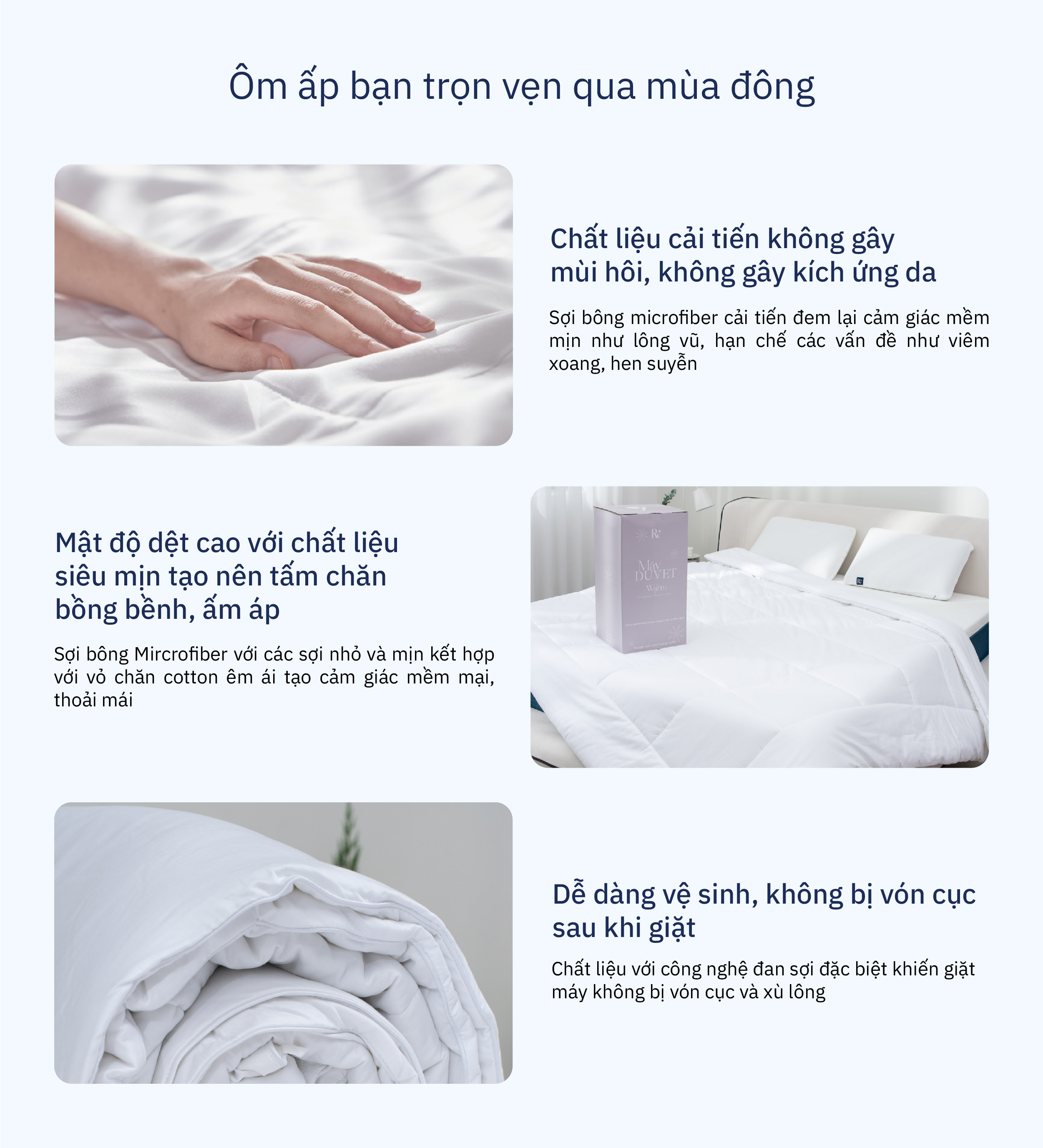 Mô tả Chăn Mây Đông Ru9 Duvet, 100% từ thiên nhiên, Thông Thoáng & Mềm Mịn - Giúp Giấc Ngủ Ngon - 2
