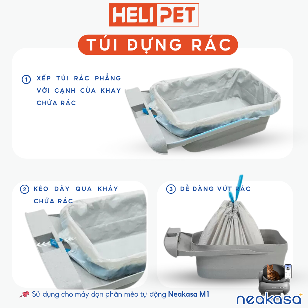 Mô tả Túi rác dùng cho máy dọn phân mèo NEAKASA M1 dễ dàng kéo khoá túi rác - HELIPET - 2