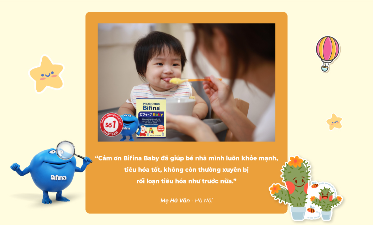 Mô tả Hỗ trợ ăn ngon, tăng đề kháng - Men vi sinh Bifina Baby Nhật Bản- Hộp 30 gói - 8
