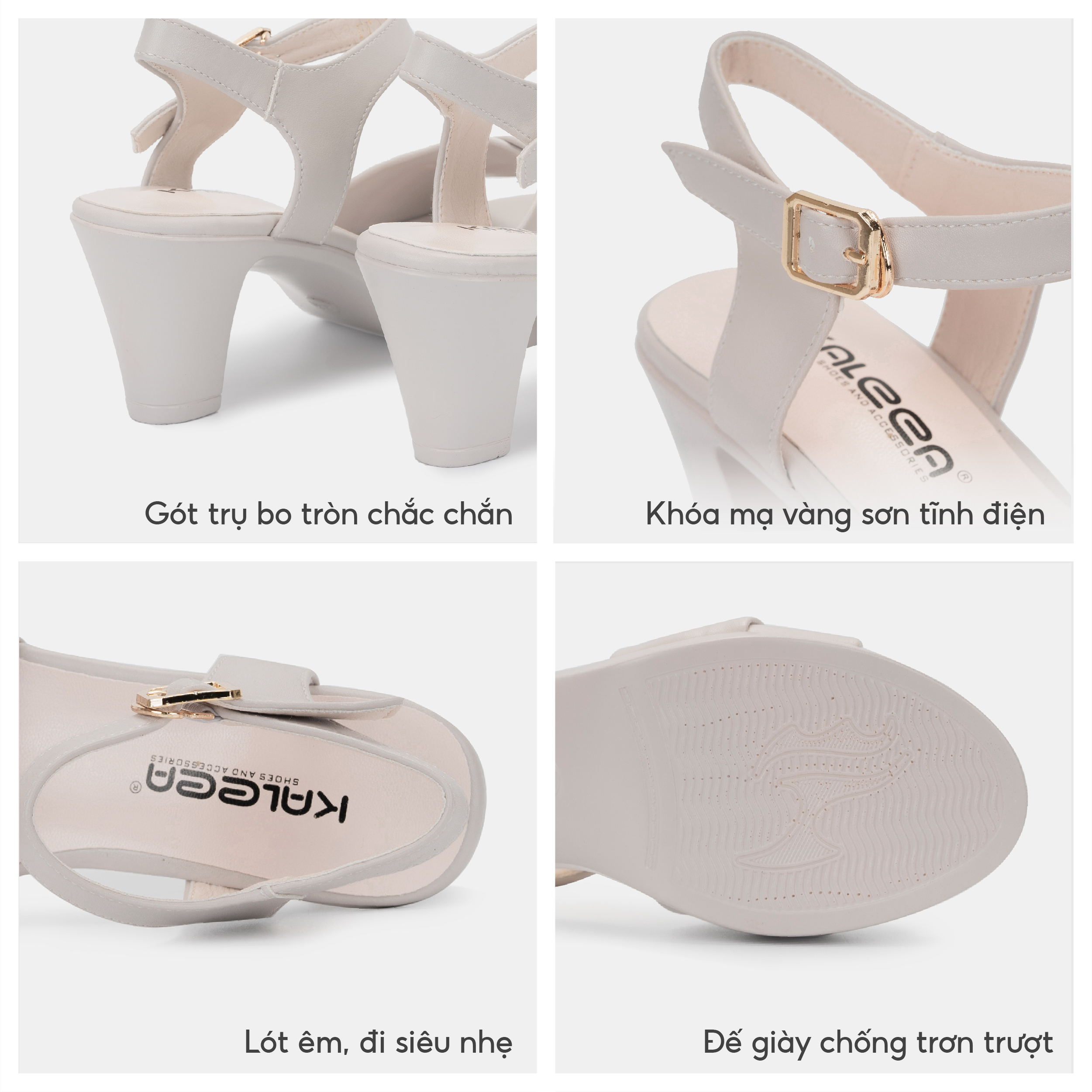 Mô tả Kaleea - Giày Sandal Nữ Đế Trụ Cao 6p Cao Gót Đi Nhẹ Êm Chân - G15 - 3