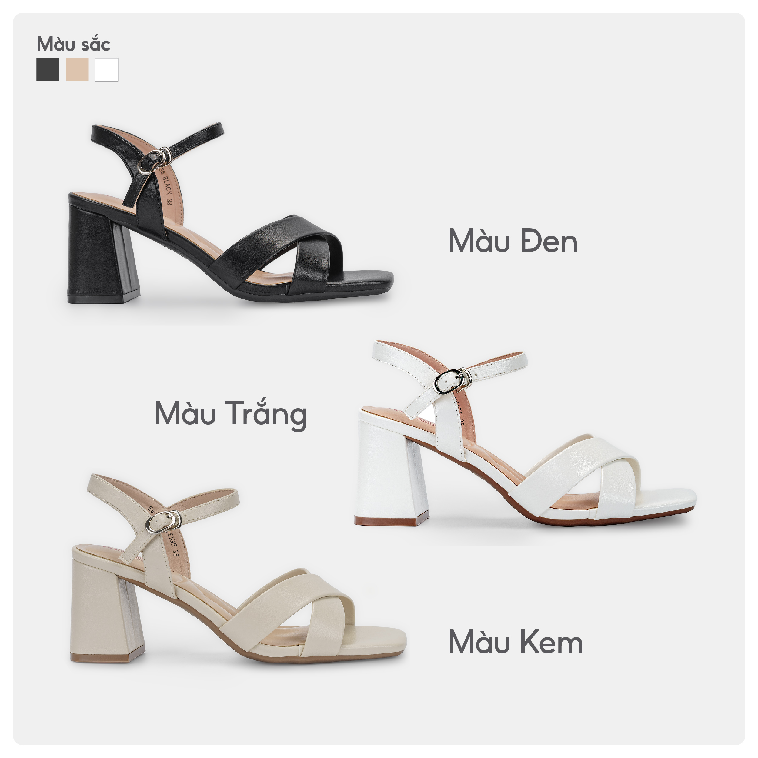 Mô tả Kaleea - Giày Sandal Cao Gót Nữ Thiết Kế Quai Da Đan Chéo Đế Cao 7p - EUNN36 - 2
