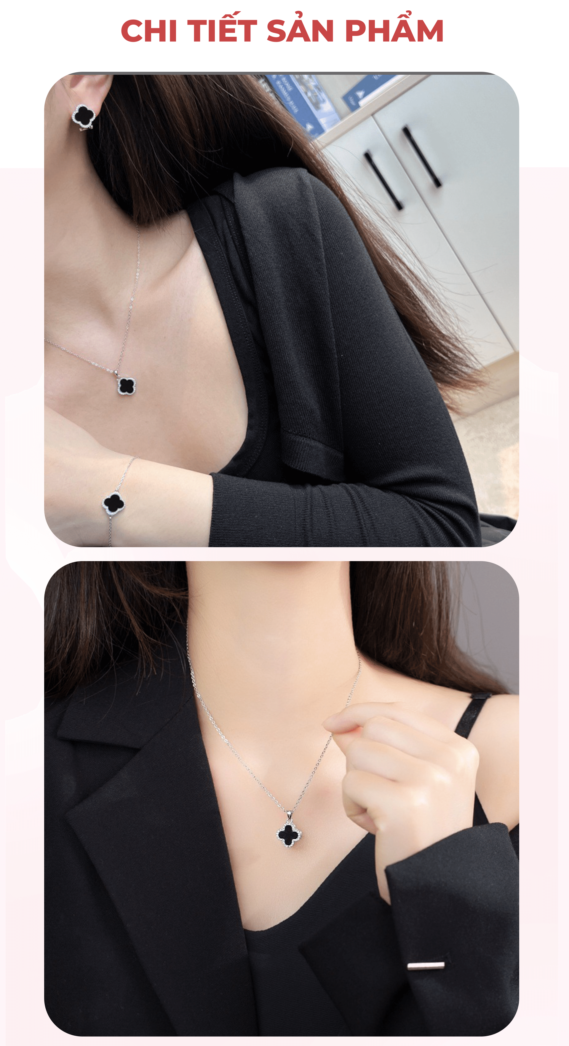 Mô tả Dây chuyền bạc nữ CDE Four Leaf cỏ 4 lá đính đá Necklace CDE6318SV - Bạc S925 cao cấp - 3