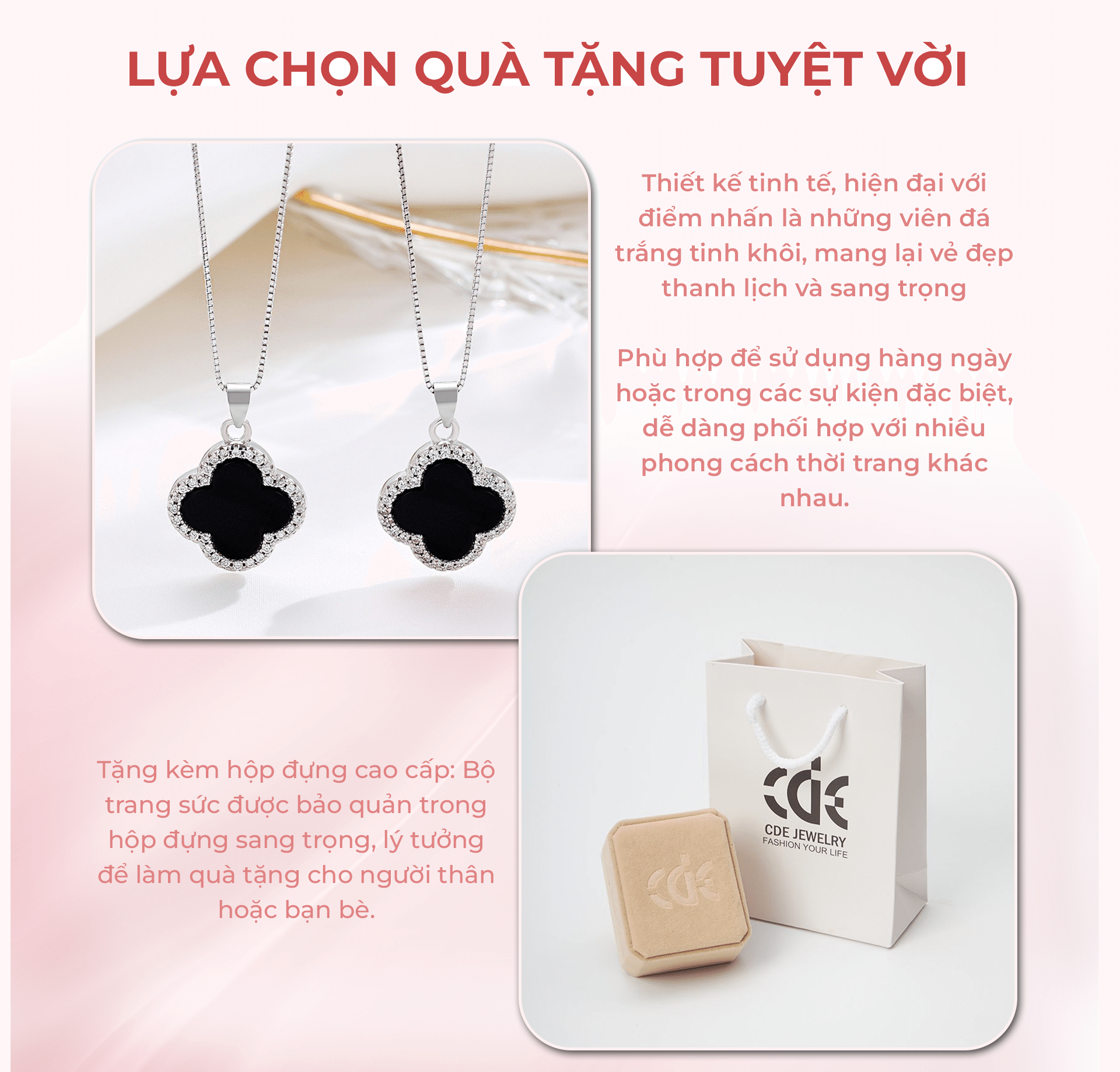 Mô tả Dây chuyền bạc nữ CDE Four Leaf cỏ 4 lá đính đá Necklace CDE6318SV - Bạc S925 cao cấp - 5
