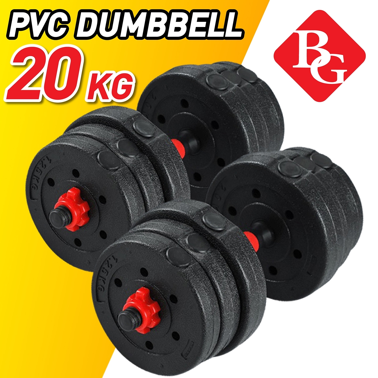 Mô tả BG-Bộ tạ, miếng tạ 20kg kèm bộ quai tạ ấm đa năng, chất liệu PVC cao cấp - 7