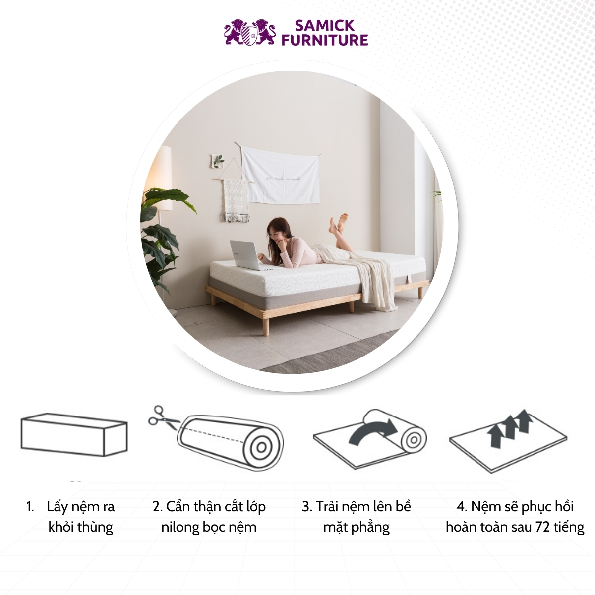 Mô tả NỆM MEMORY FOAM Cao Cấp SAMICK COSY của Hàn Quốc - Nệm êm và thoáng mát - 5