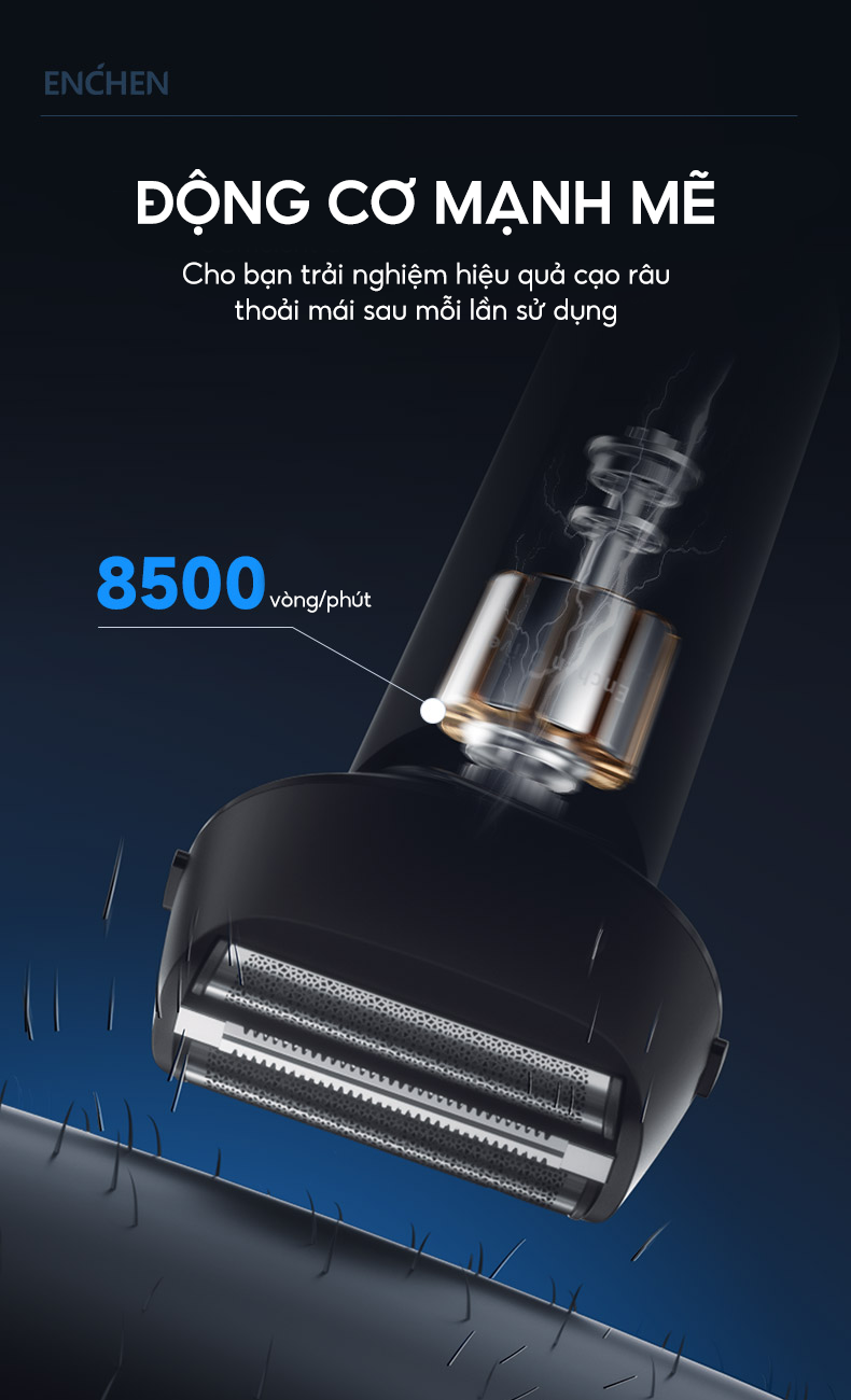 Mô tả Máy cạo râu Enchen MS001 3 lưỡi dao linh hoạt, động cơ cạo mạnh mẽ chống nước toàn thân - BH 6 tháng - 6