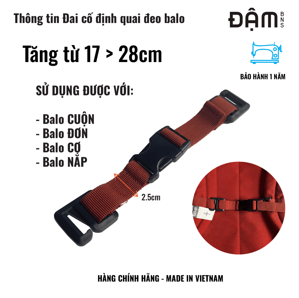 Mô tả ĐẬM BNS - PHỤ KIỆN Đai cố định quai đeo balo có thể tháo rời - 1