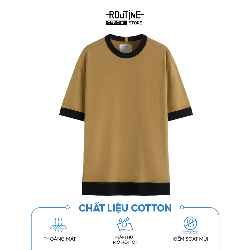 Áo Thun Nam Tay Ngắn Cổ Tròn Phối Rib Trơn Form Loose - Routine ...